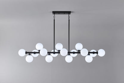 16-Light Farmhouse Chandelier - Matte Black Metal Pendant Light