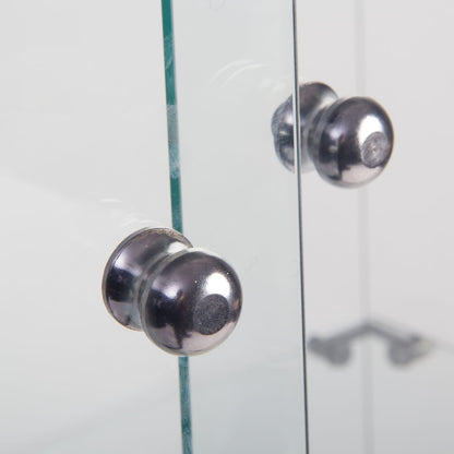 Small 2-Shelf Glass Display Cabinet Transparent Tempered Glass