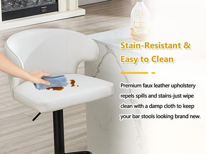 Rotating Adjustable Bar Stool - Black White PU Leather, Durable & Stable