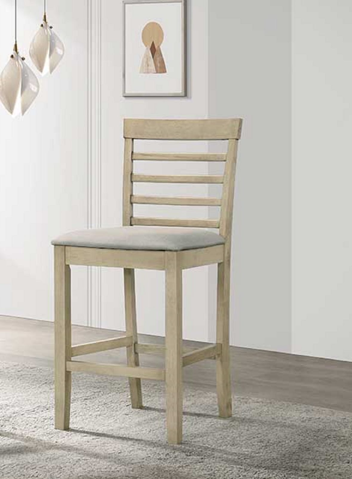 Cream Square Dining Table Set with 5 Chairs