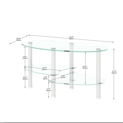 Transparent Oval Glass Coffee Table - Modern Design for Living Room