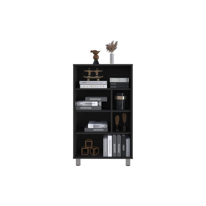 Midway Bookcase - Black Engineered Wood, 54" Wide Storage Shelf