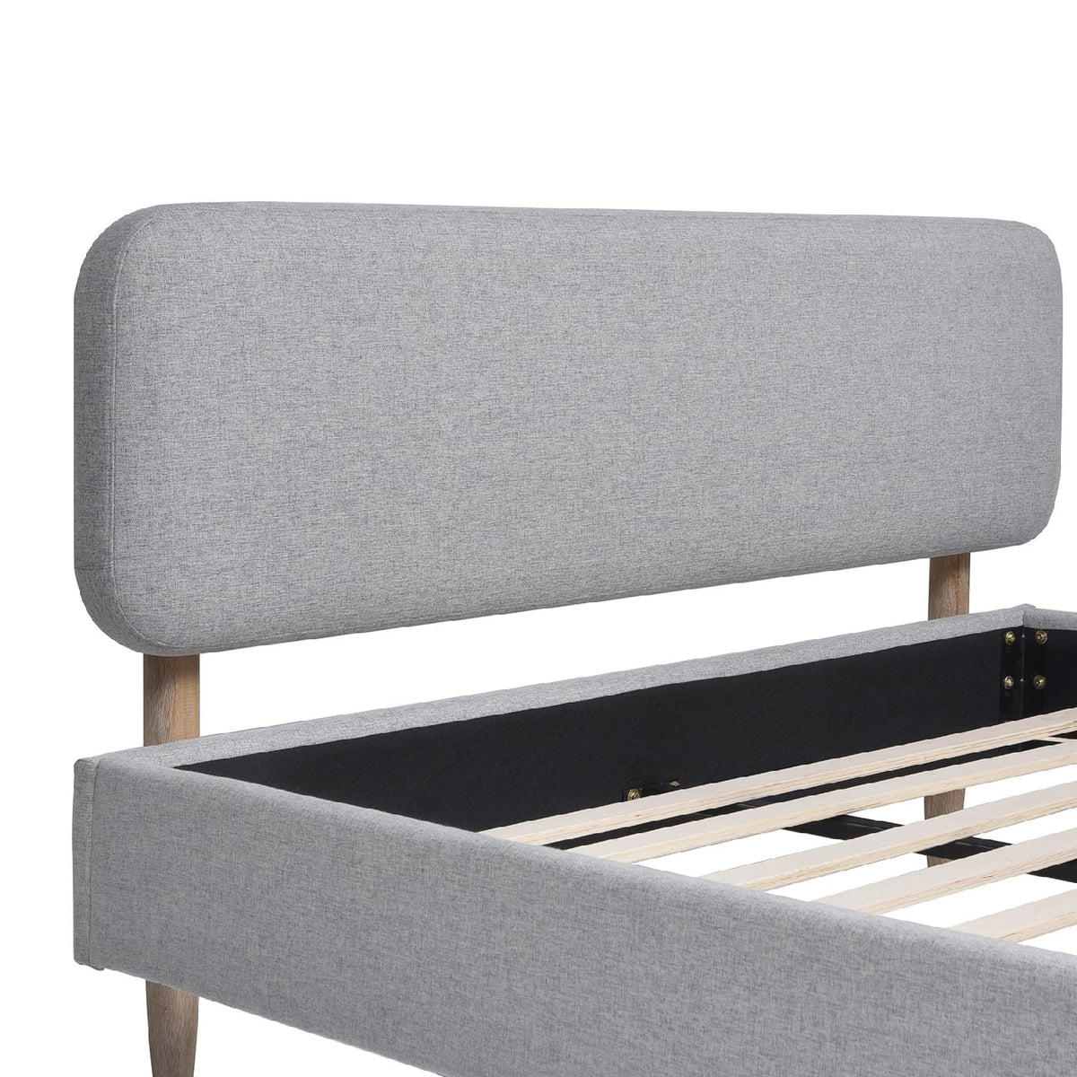 Queen Gray Upholstered Platform Bed - Wood Frame