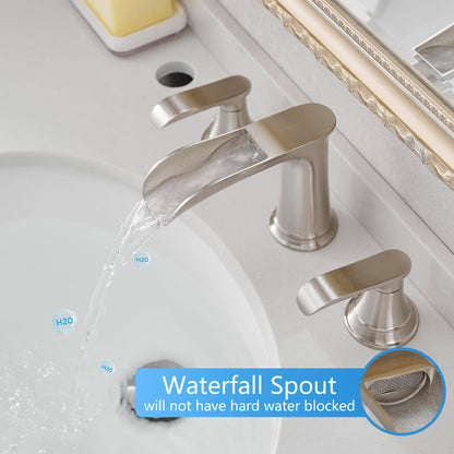 Brushed Nickel 2 Handle Bathroom Sink Faucet
