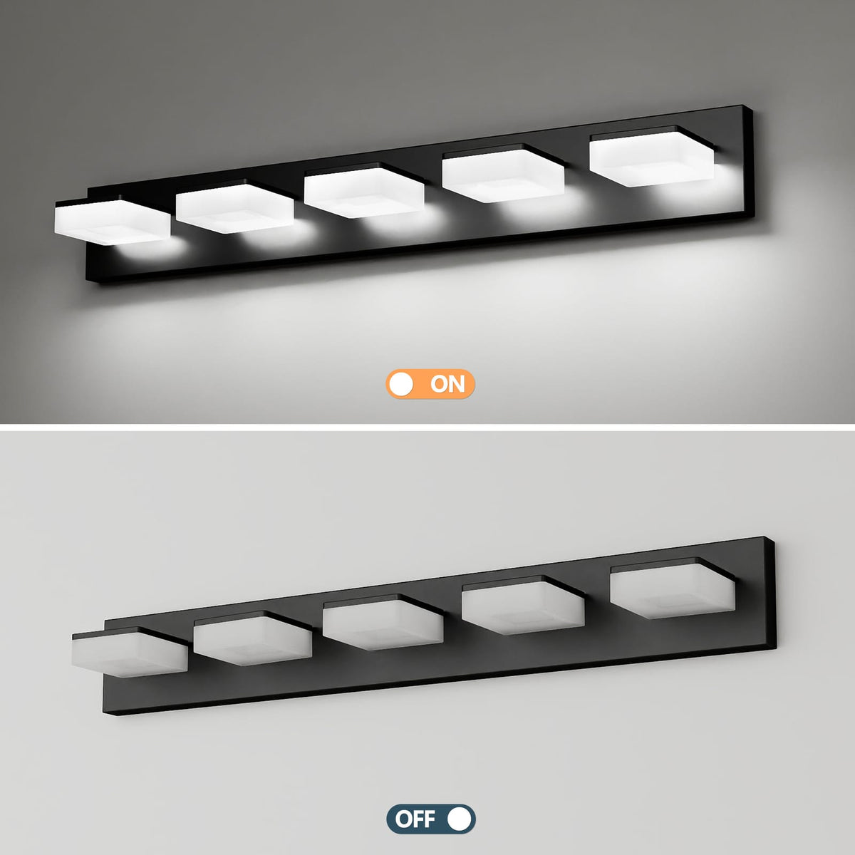 Modern Black Bathroom Vanity Light Fixture - 5-Light LED Wall Sconces