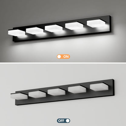 Modern Black Bathroom Vanity Light Fixture - 5-Light LED Wall Sconces