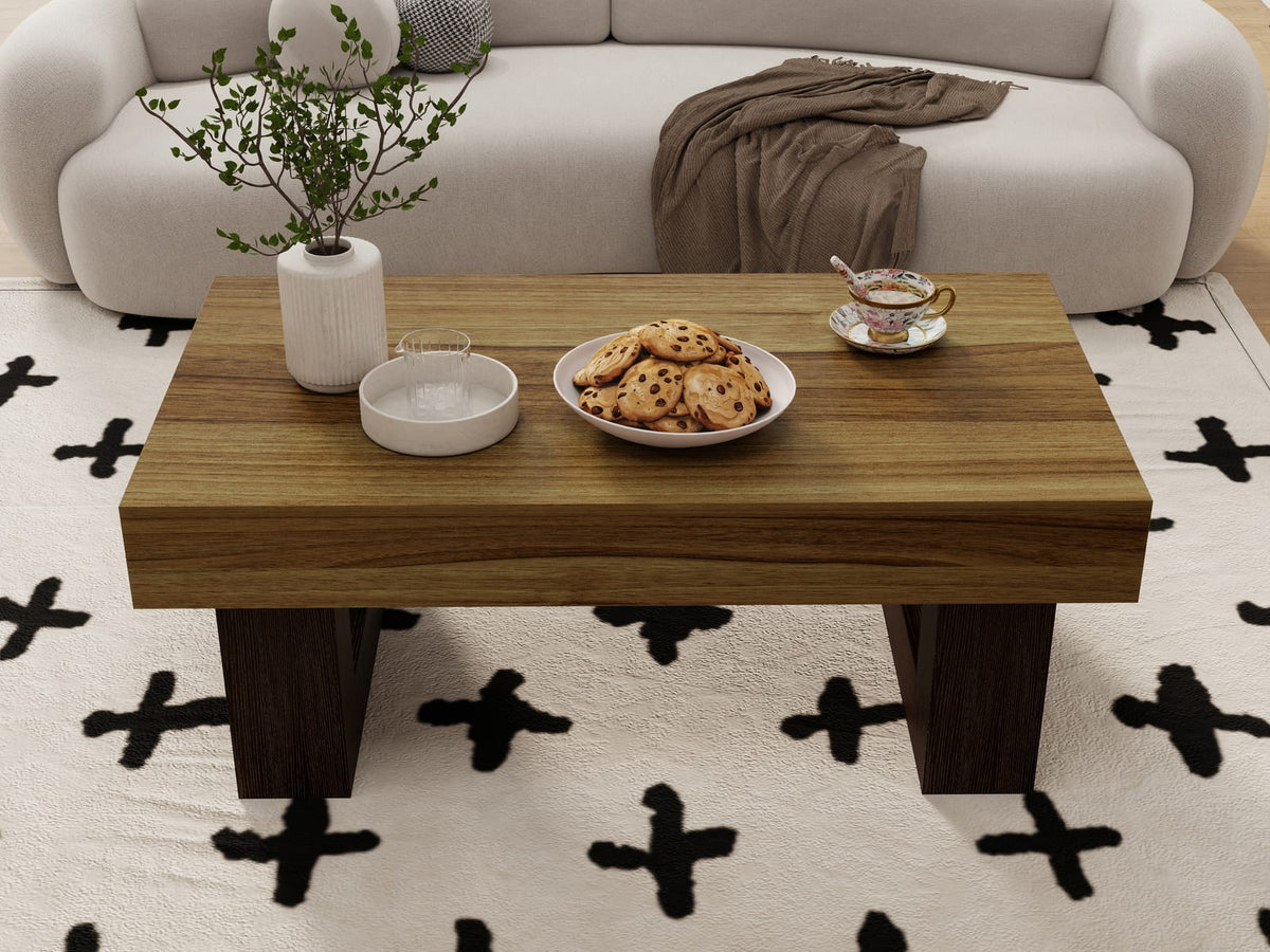 Rustic Brown Farmhouse Coffee Table - 42" Storage Table