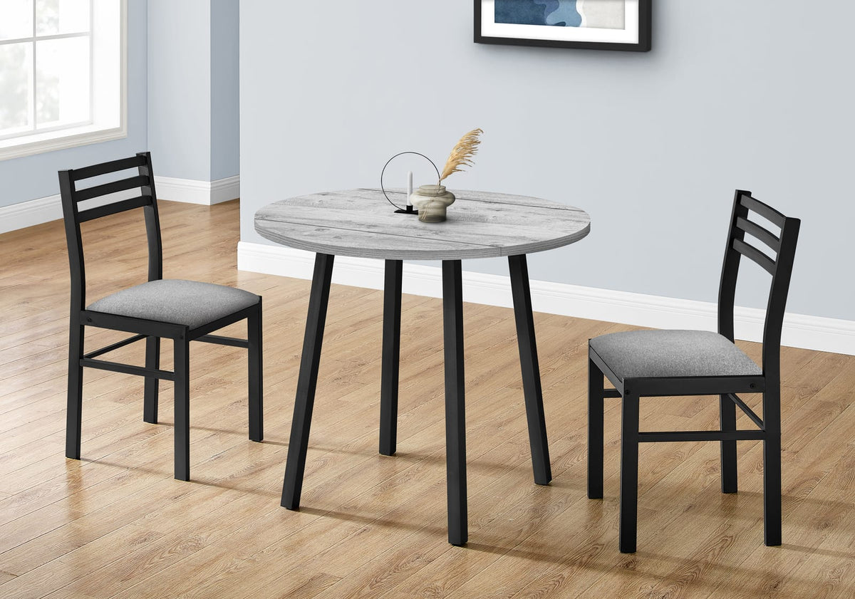 Grey Drop Leaf Dining Table Set with 2 Chairs for Kitchen for Dining Room
