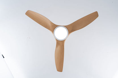52 Inch ABS Blades Ceiling Fan - Matte White & Natural Wood