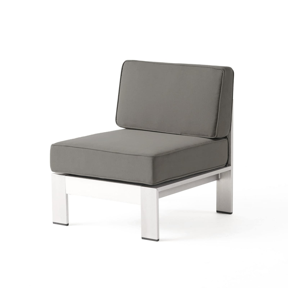 Khaki Aluminum Patio Armless Chair - Outdoor Seating