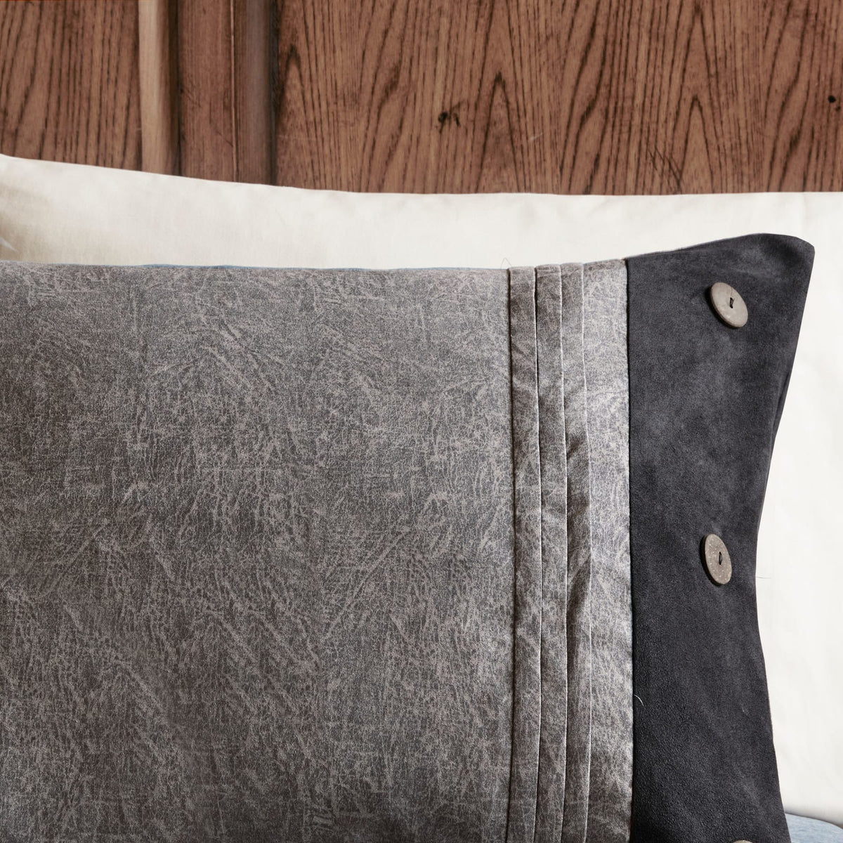 Grey Queen Faux Suede Comforter Set - 7 Piece Lodge Cabin Style