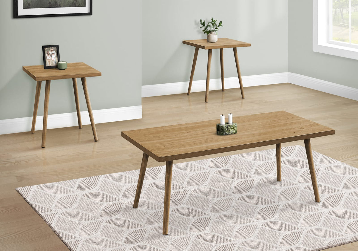 3-Piece Walnut Accent Table Set - Coffee & End Tables for Living Room