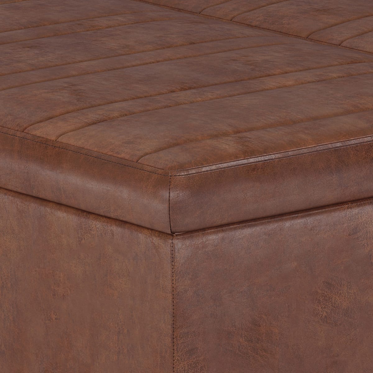 Ellis Dark Brown Faux Leather Storage Ottoman - 36" Wide