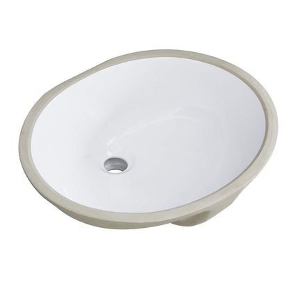 White Ceramic Oval Bathroom Sink - Undermount Style