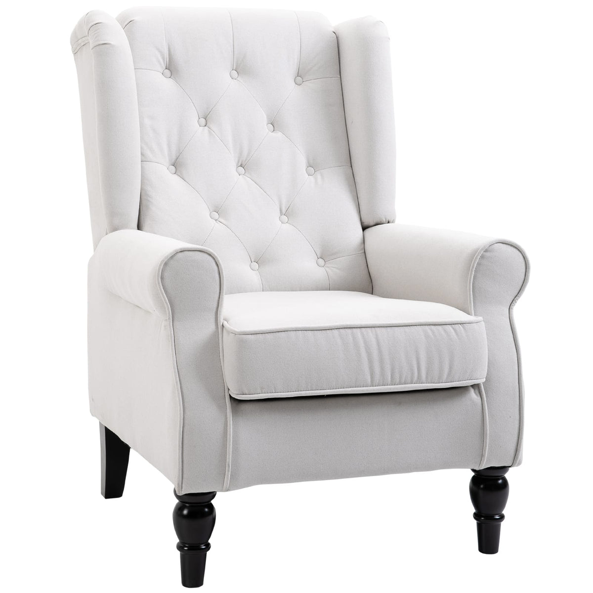Living Room Cream White Button Tufted Accent Chair - Comfortable & Stylish Seating