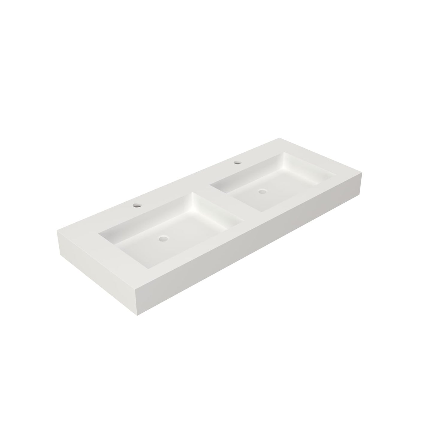 White Solid Surface Bathroom Vanity - 47.2" Basin