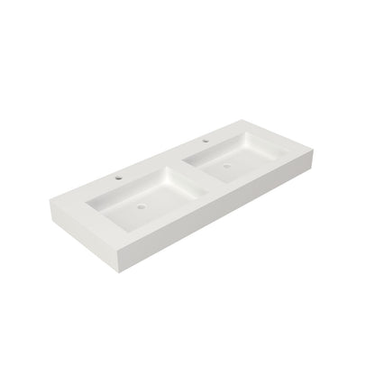 White Solid Surface Bathroom Vanity - 47.2" Basin