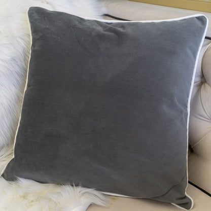 Gray Polyester Throw Pillow with Snowflake Embroidery 20x20 Inch
