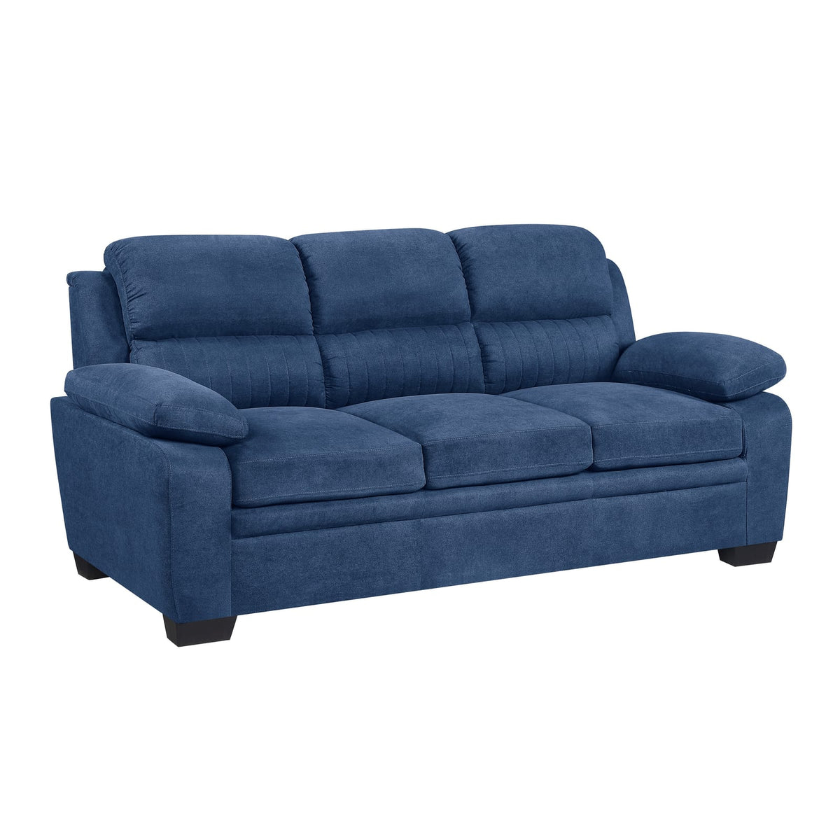 Blue Solid Wood 5 Seat Sofa with Pillow Top Arms for Living Room