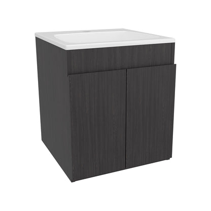 Black MDF Bathroom Vanity - 2 Drawers & Open Shelf