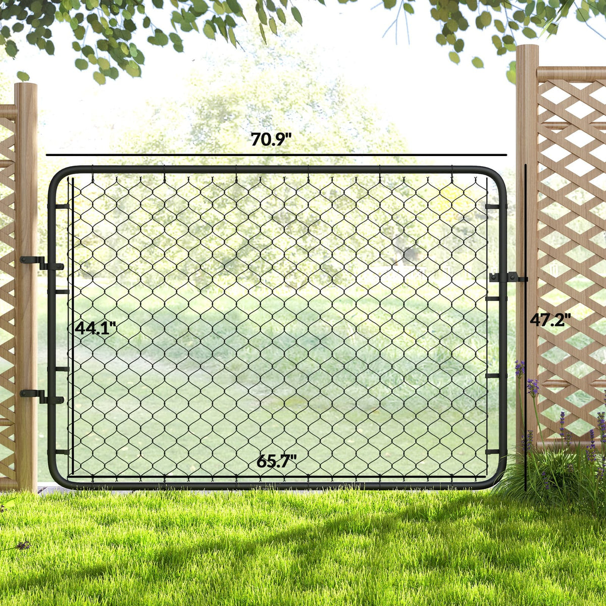 Black Steel Garden Gate - 26" to 70.9" Wide