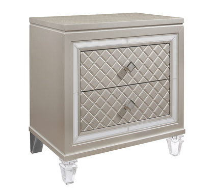 Champagne Solid Wood Nightstand with 2 Drawers