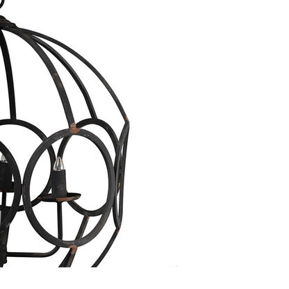 4-Light Metal Chandelier - Black Iron, Adjustable Chain