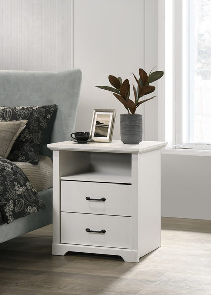 Elettra White 2-Drawer Nightstand - USB Charging Ports