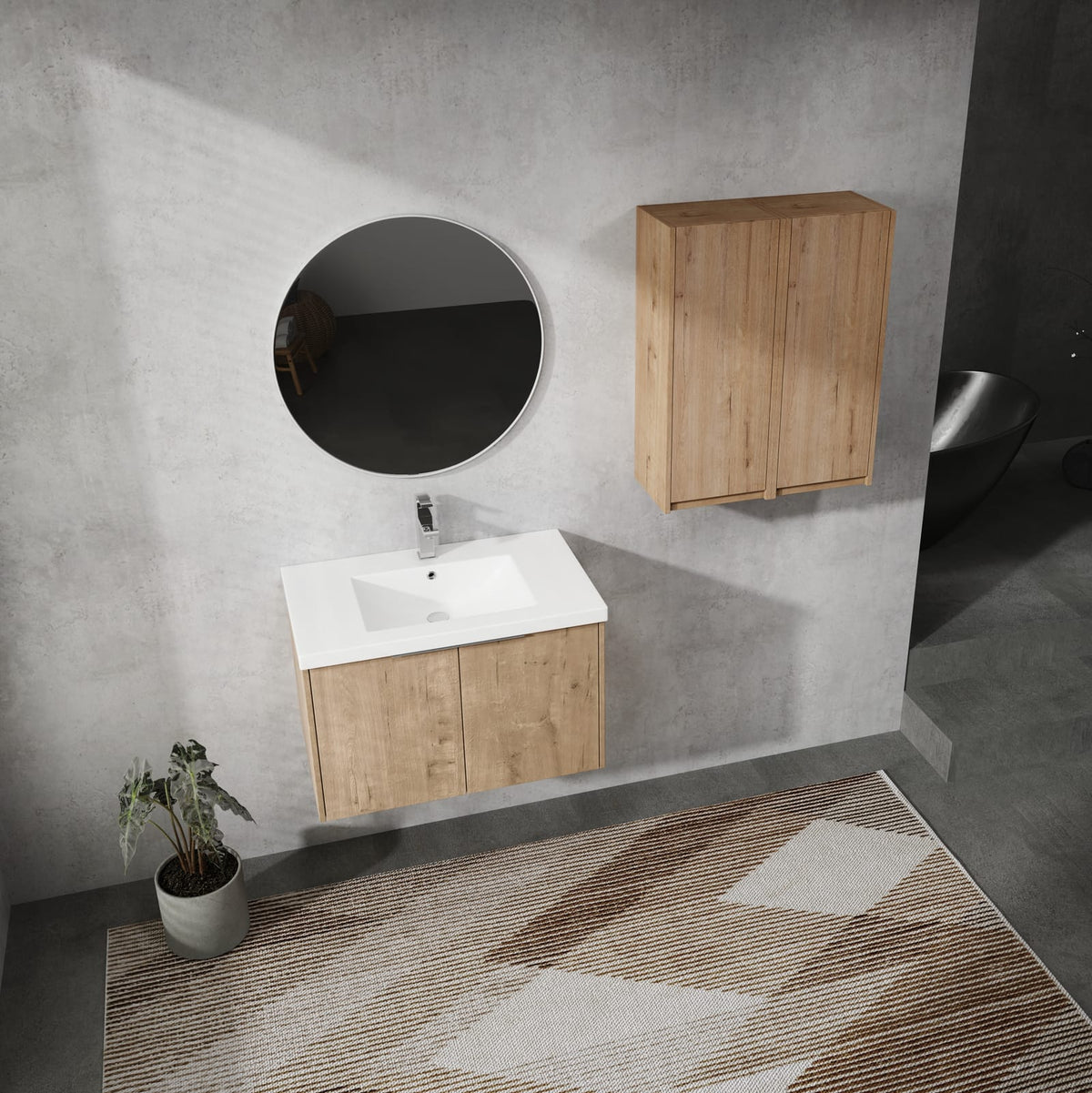 30" Wall-Mounted Bathroom Vanity - Plywood, Soft Close Doors