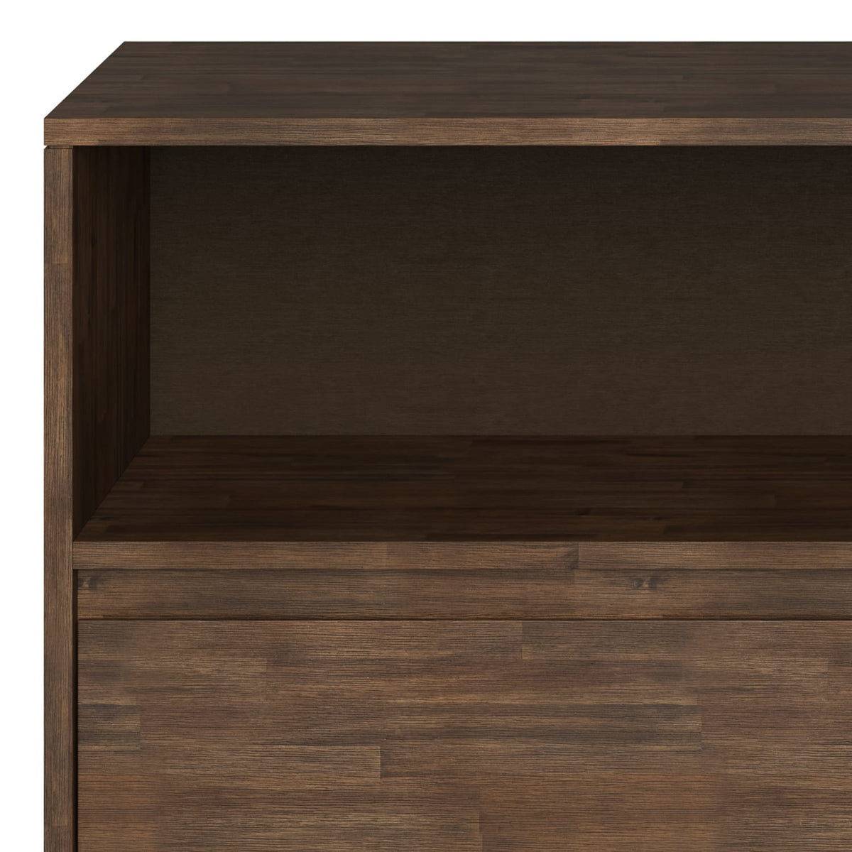 Chase Low Bookcase - Dark Brown Wood Display Shelves for Living Room