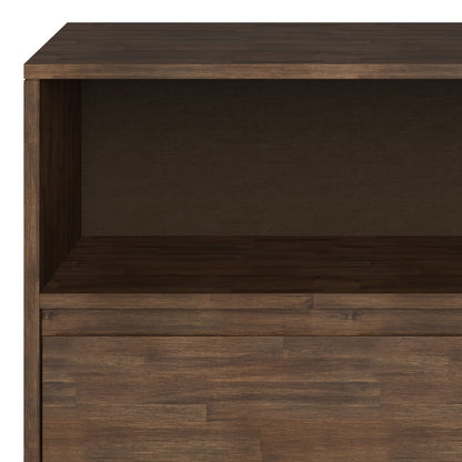 Chase Low Bookcase - Dark Brown Wood Display Shelves for Living Room