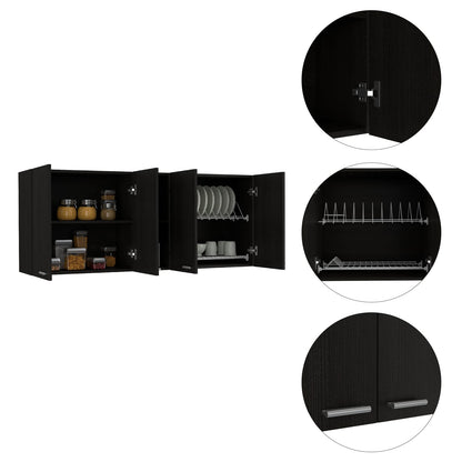 Portofino Wall Cabinet - Black Particle Board Storage