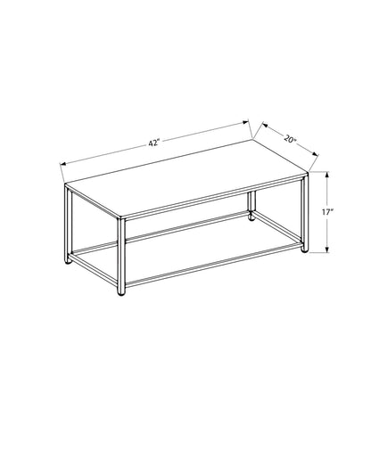 42 Inch Brown Metal Coffee Table - Rectangular Accent Table