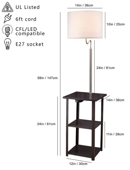 58 Inch Brown Mix Metal Sofa Side Table Lamp
