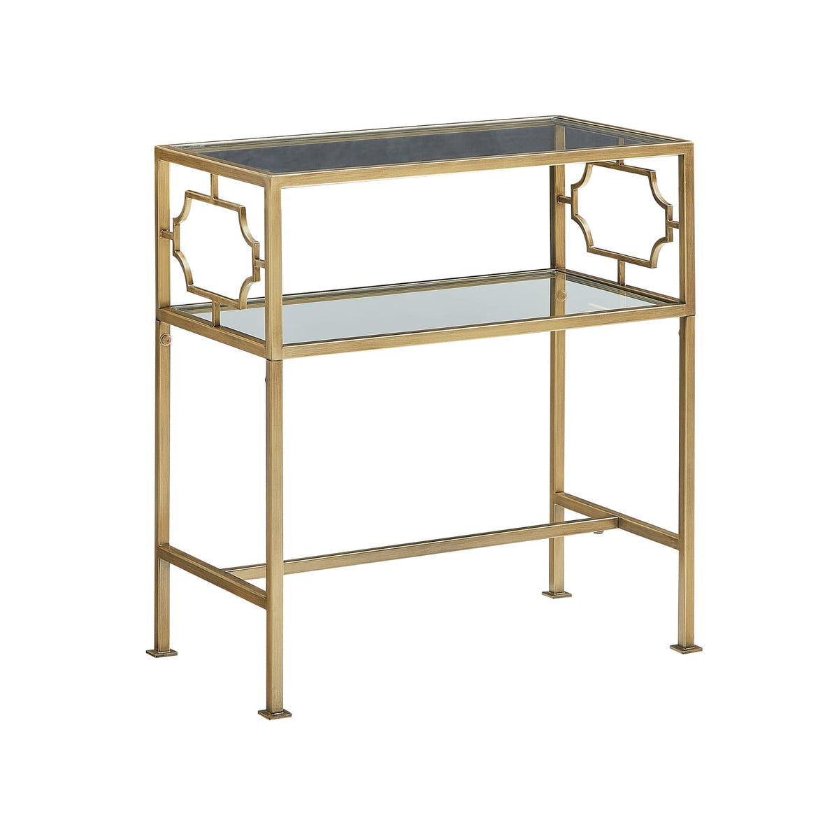 Grifton Accent Table - Antique Gold Metal & Glass - 13.4"W x 23.4"D x 26"H