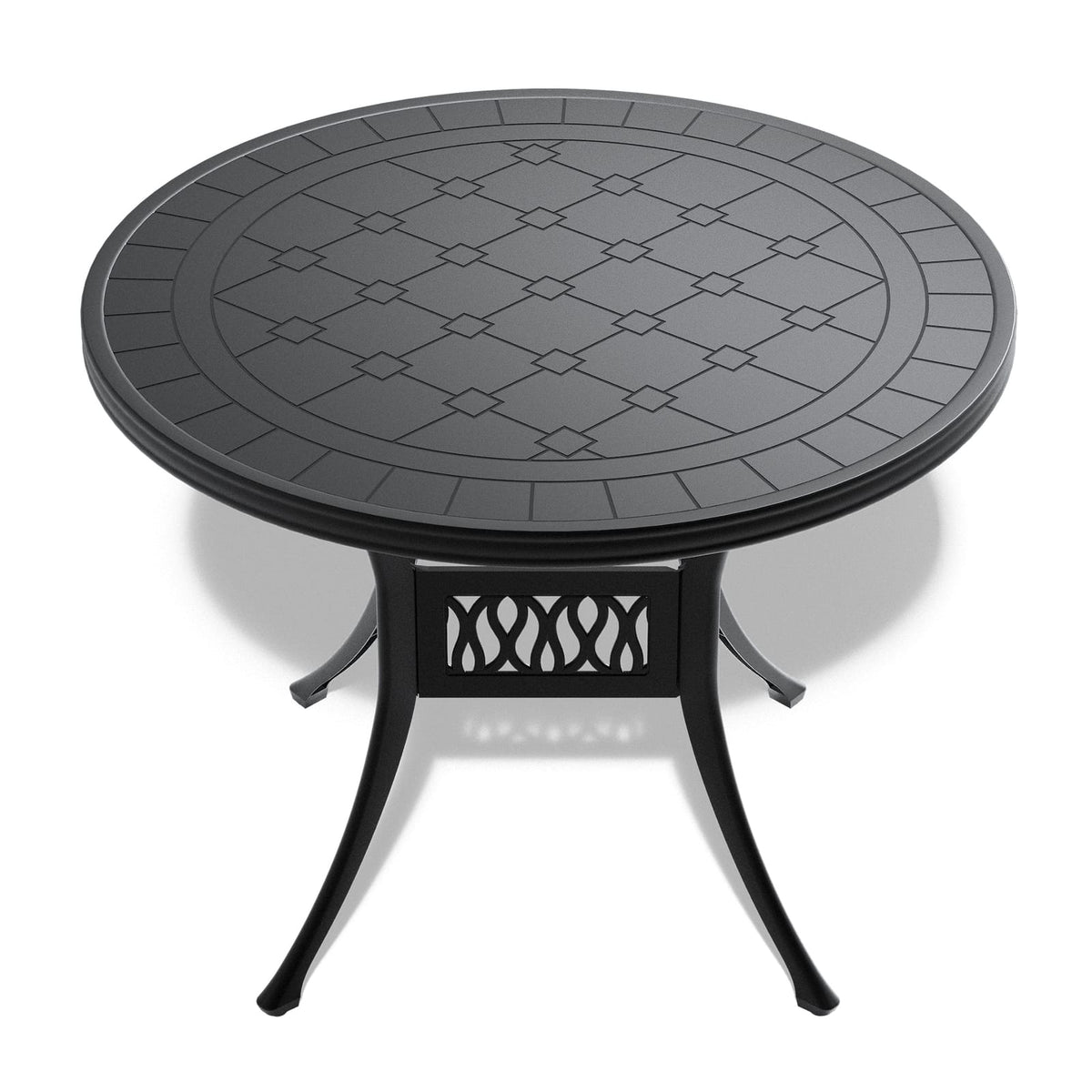 3-Piece Cast Aluminum Patio Set - Black Cushions
