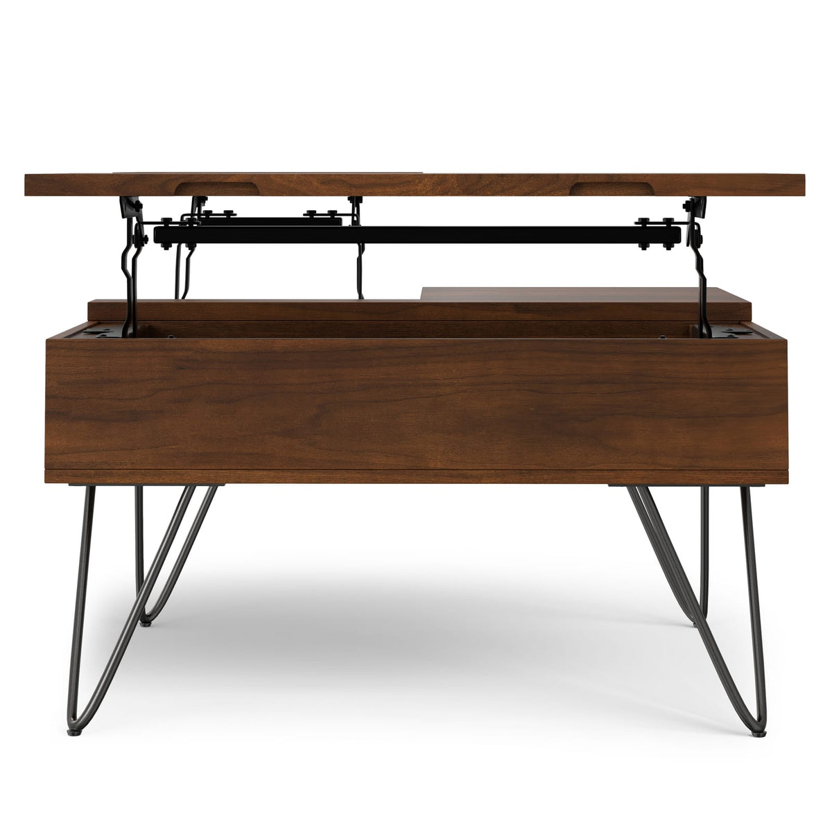 32 Inch Walnut Lift Top Square Coffee Table - Extendable Dining Table for Living Room