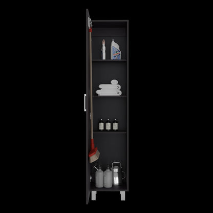 Black Engineered Wood 4 Shelf Cabinet Storage