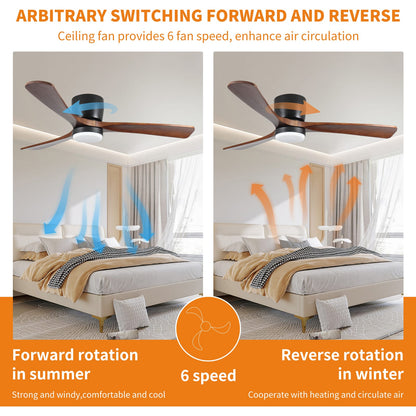 42 Inch Black Wood Ceiling Fan with Light Remote