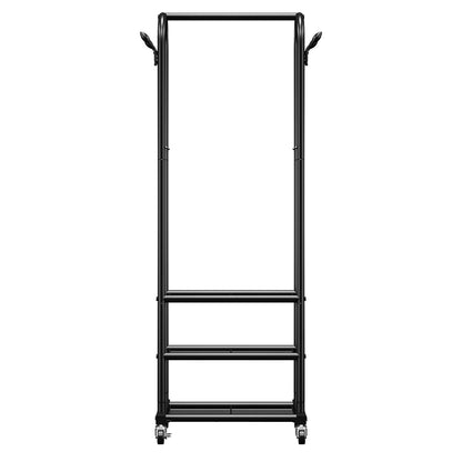 Heavy Duty Rolling Clothes Rack with Hooks for Laundry Room Storage