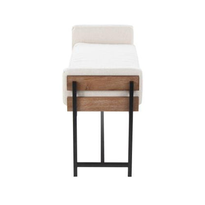 Cream Fabric Bench with Black Metal Frame - 16" x 45.25"