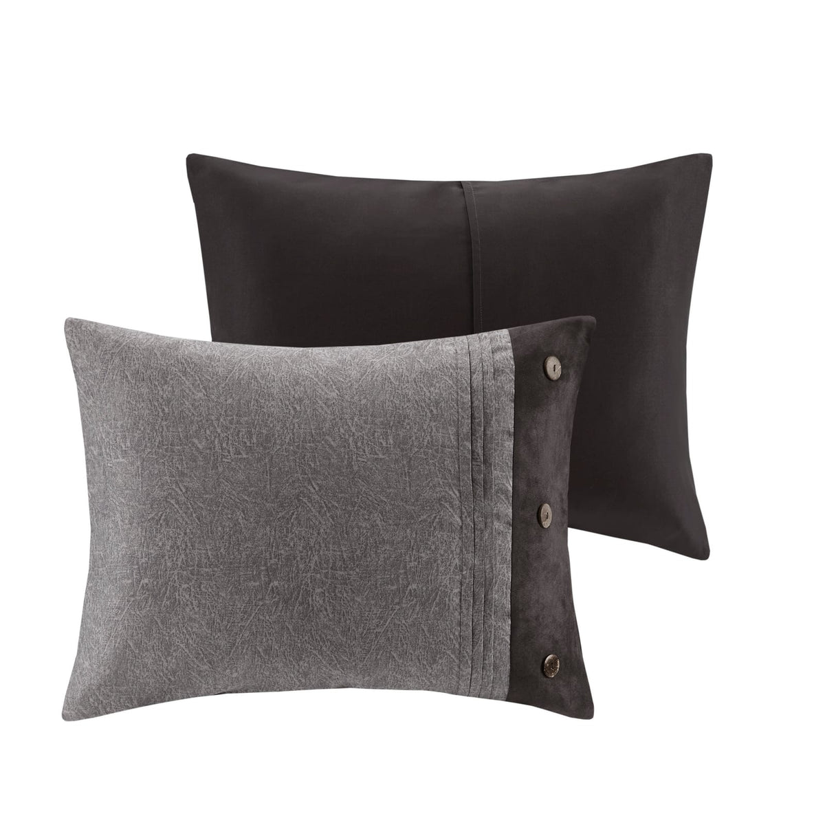 Grey Queen Faux Suede Comforter Set - 7 Piece Lodge Cabin Style