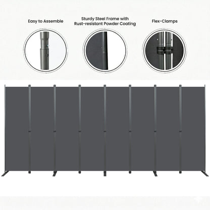 8-Panel Privacy Screen - 159" Wide Room Divider