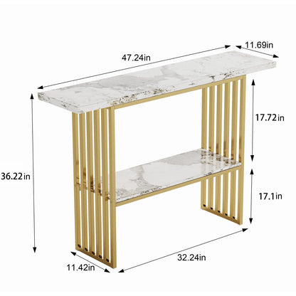 Modern Gold Metal Console Table - Storage Entryway Table