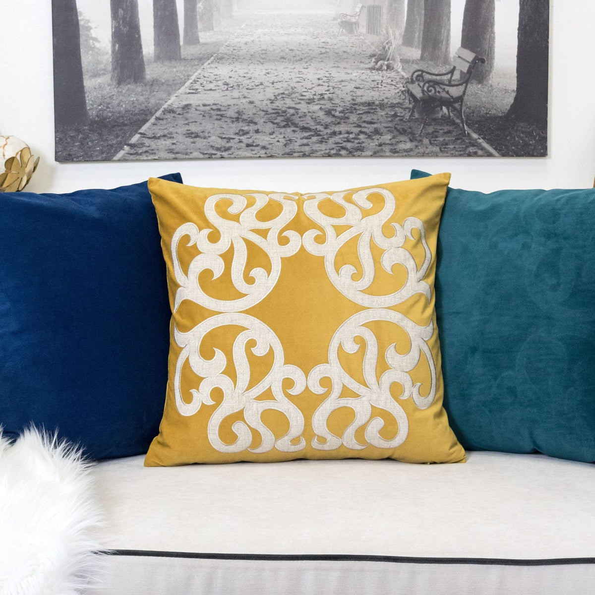 20x20 Yellow Polyester Pillow Cover