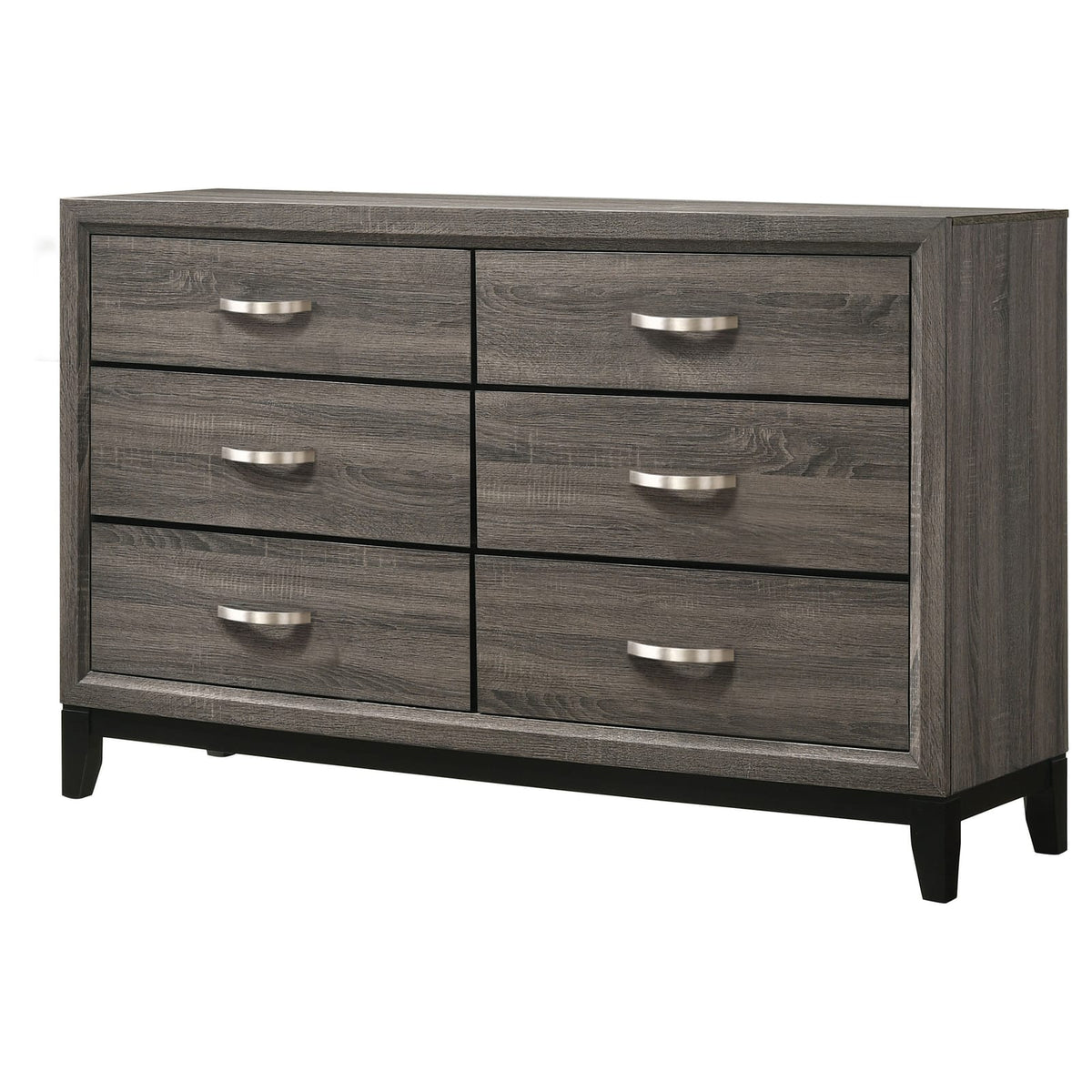 Cabrillo Grey Oak 6-Drawer Dresser - Grey Engineered Wood for Bedroom