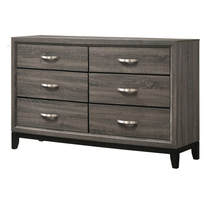 Cabrillo Grey Oak 6-Drawer Dresser - Grey Engineered Wood for Bedroom