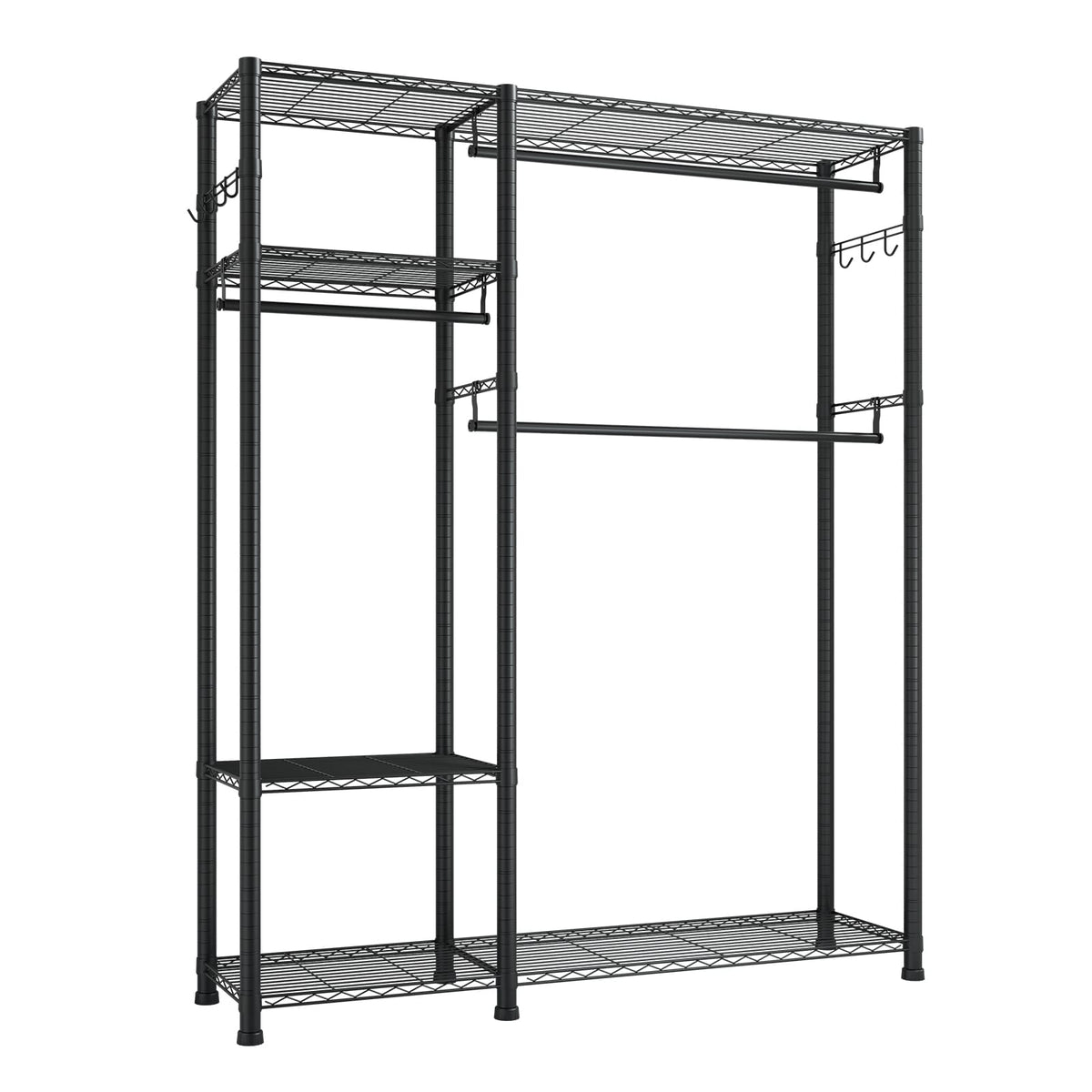 Black Carbon Steel Clothes Rack - 6 Tier Storage