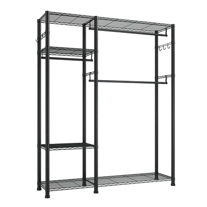 Black Carbon Steel Clothes Rack - 6 Tier Storage