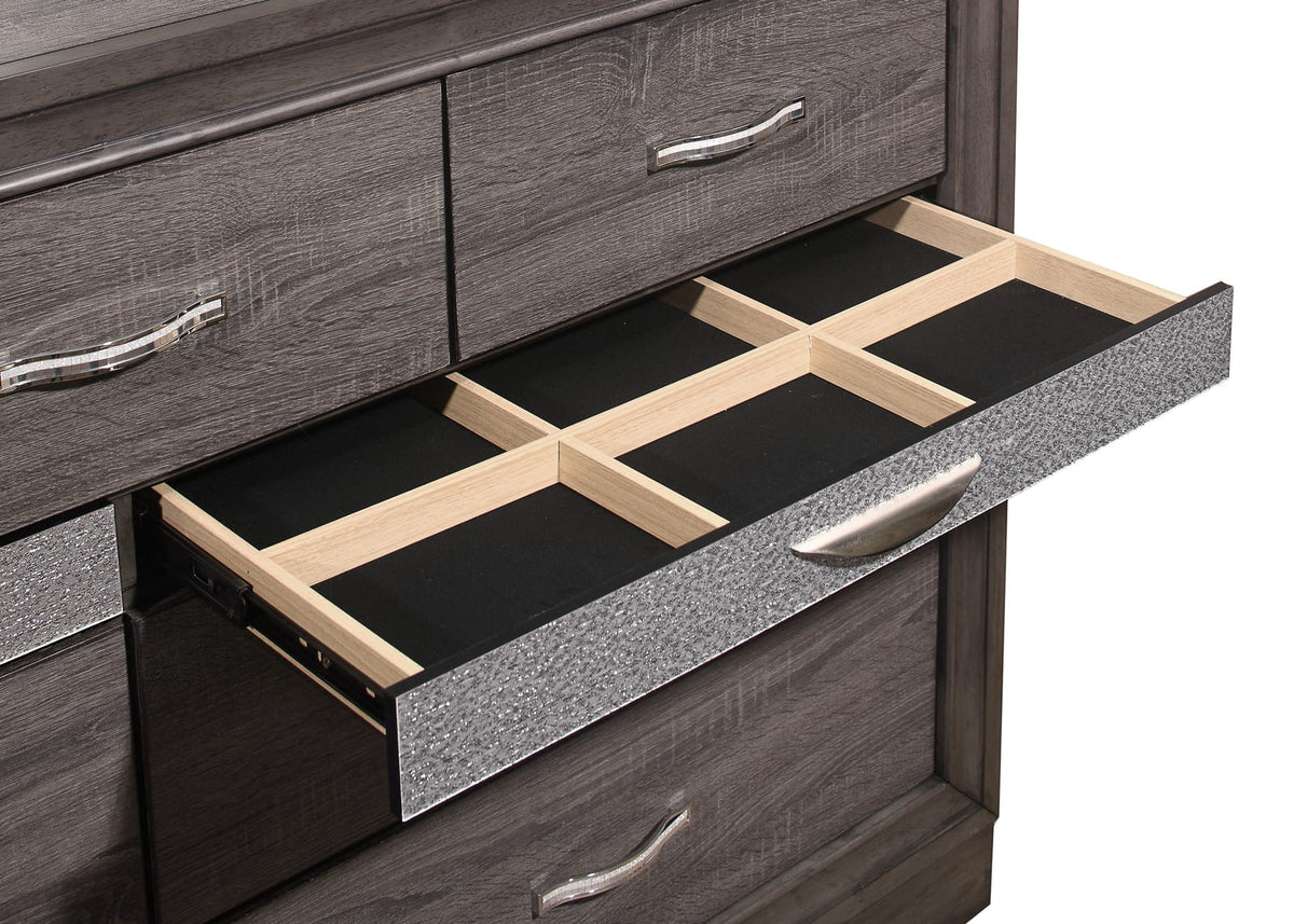 RYDER Sparkle Grey Dresser - 9 Drawer Storage
